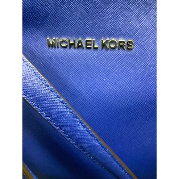 Michael Kors Tote Women’s 1Size Saffiano Leather Large MK Bag Charm Cobalt Blue - Picture 9 of 11